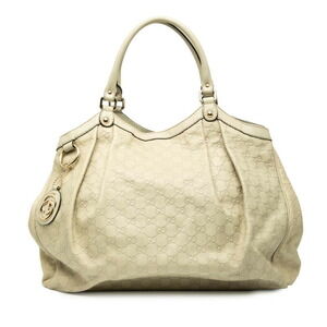 Gucci Guccissima Sukey Handbag Ivory White Leather